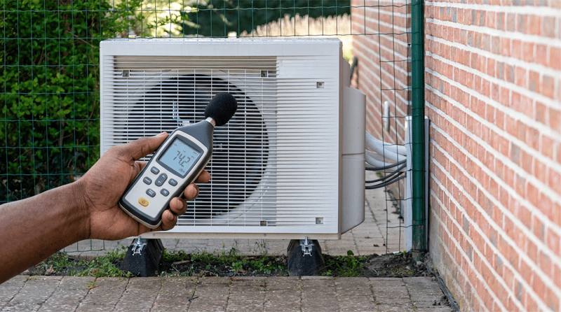 sound meter level measuring heat pump noise